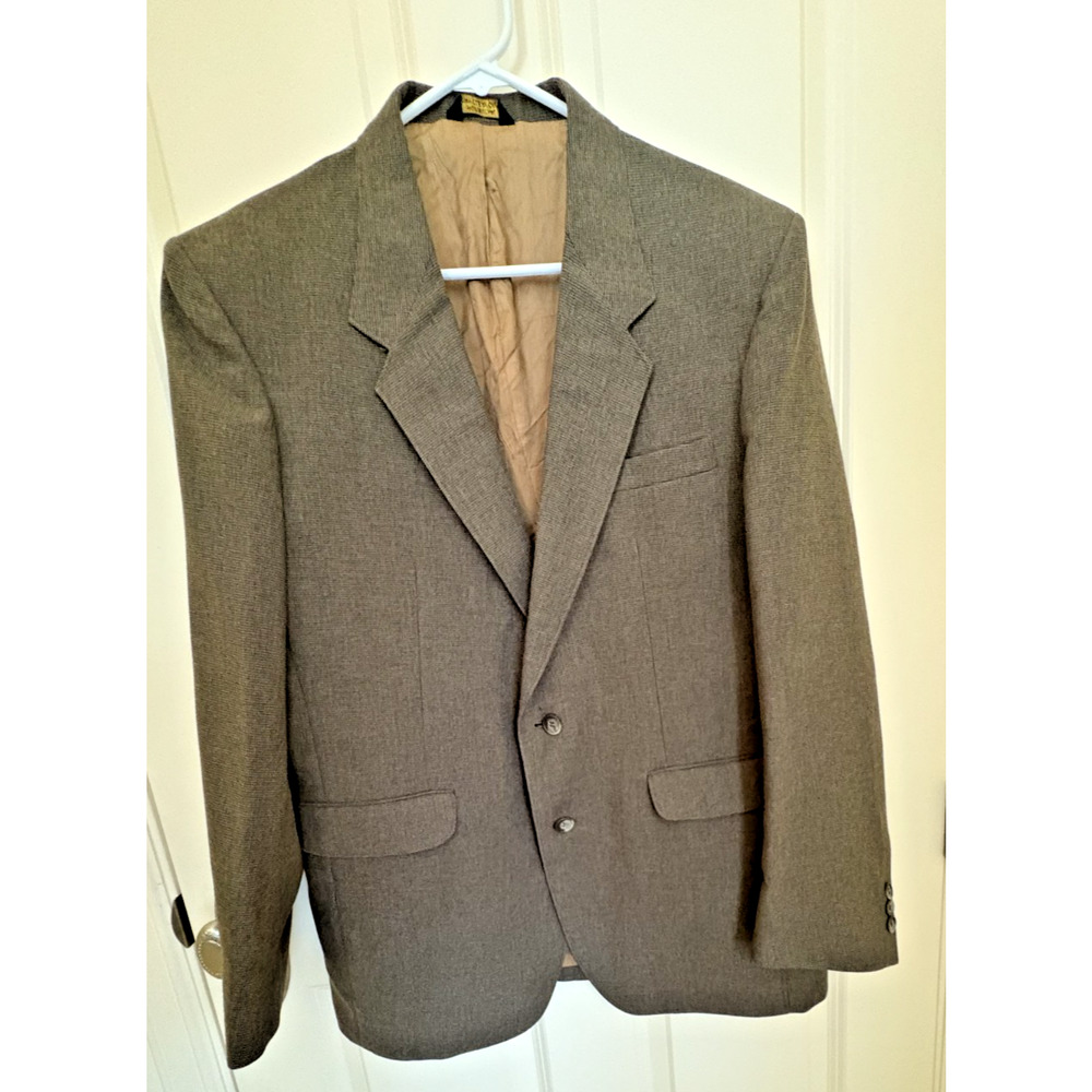 Vintage 1970s Levis Action Suit Khaki Brown Plaid 42R Mens Jacket Disco